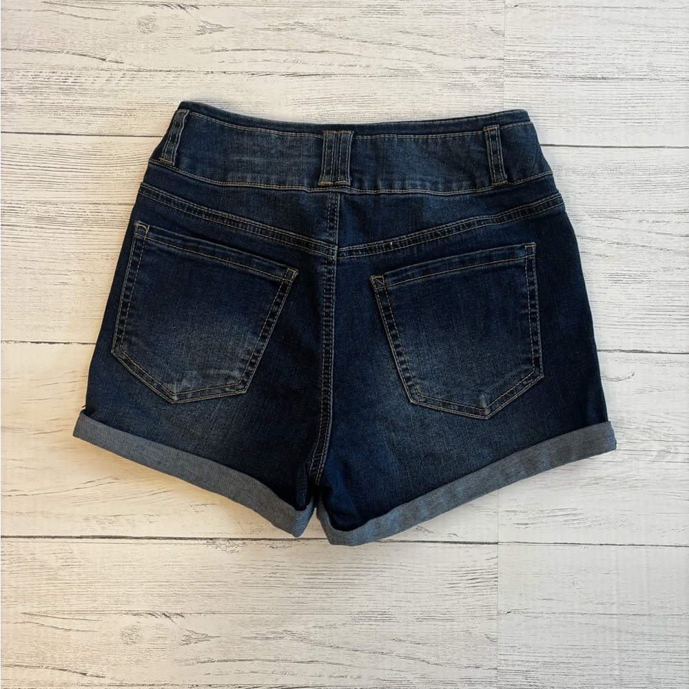 Blue Spice Denim Shorts Women's Size 3 Dark Wash Mid Rise Cuffed Stretch - Picture 5 of 8